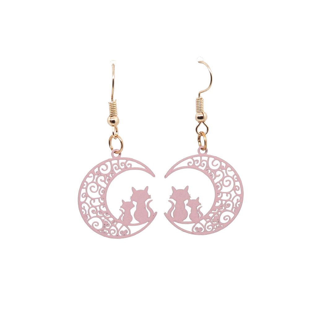 Pink Mooncat Earrings 15$